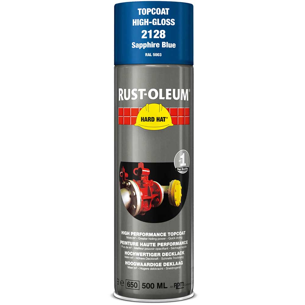 Image of Rust Oleum Hard Hat Metal Spray Paint Sapphire Blue 500ml