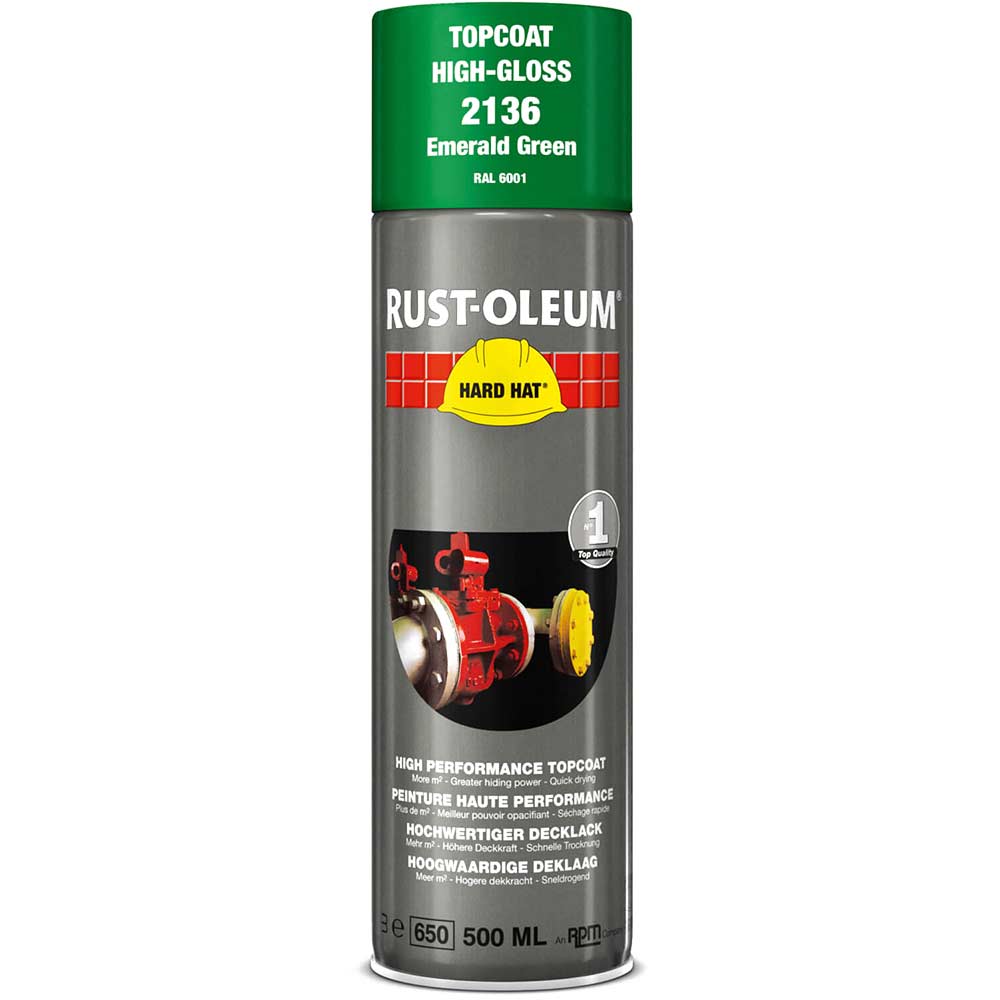 Image of Rust Oleum Hard Hat Metal Spray Paint Emerald Green 500ml