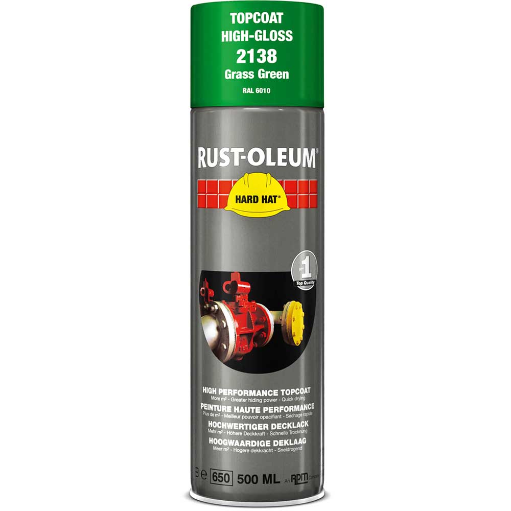 Image of Rust Oleum Hard Hat Metal Spray Paint Moss Green 500ml