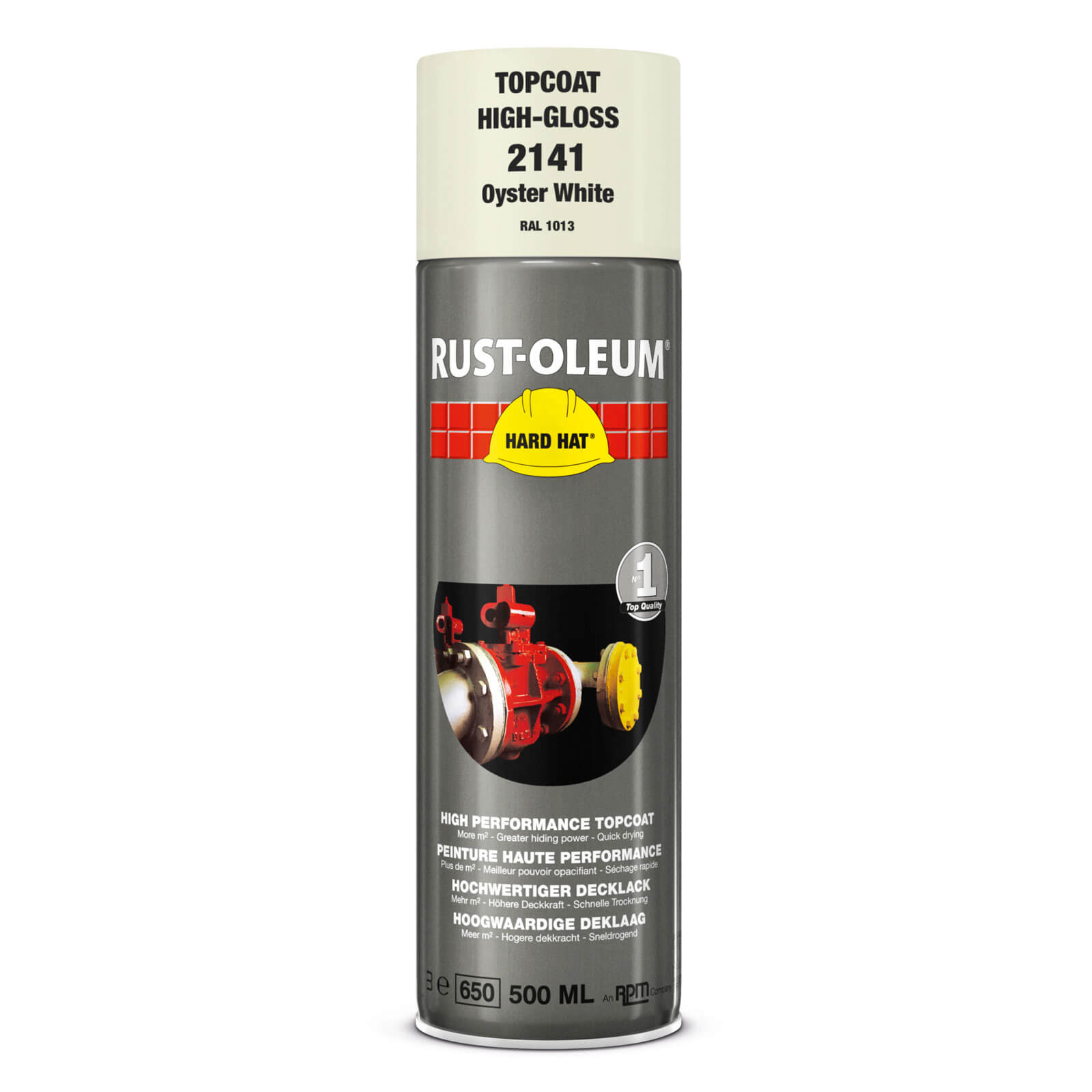 Image of Rust Oleum Hard Hat Metal Spray Paint Oyster White 500ml