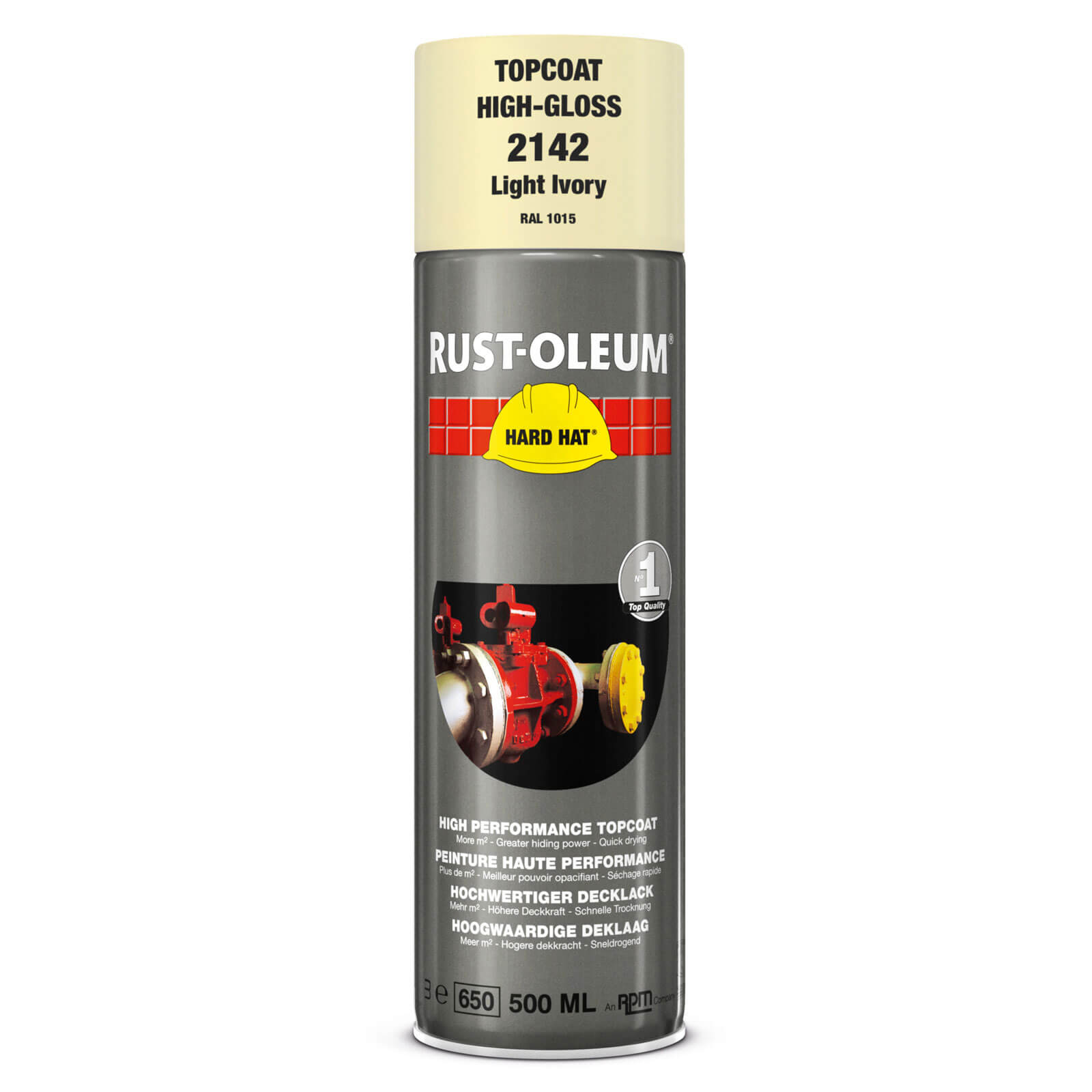 Image of Rust Oleum Hard Hat Metal Spray Paint Clear Ivory 500ml