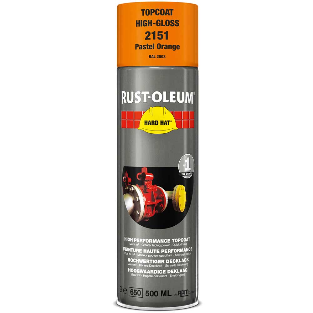 Image of Rust Oleum Hard Hat Metal Spray Paint Pastel Orange 500ml