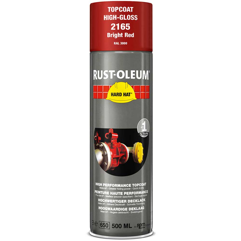 Image of Rust Oleum Hard Hat Metal Spray Paint Bright Red 500ml