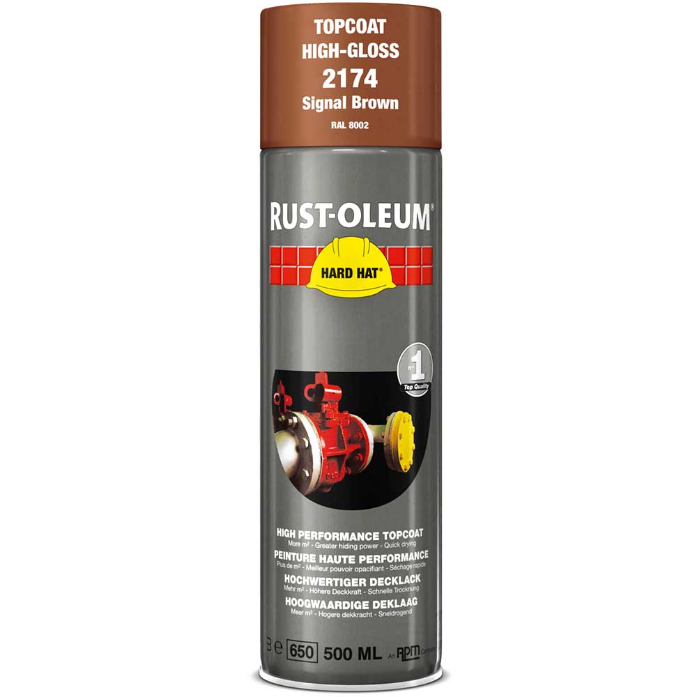 Image of Rust Oleum Hard Hat Metal Spray Paint Signal Brown 500ml