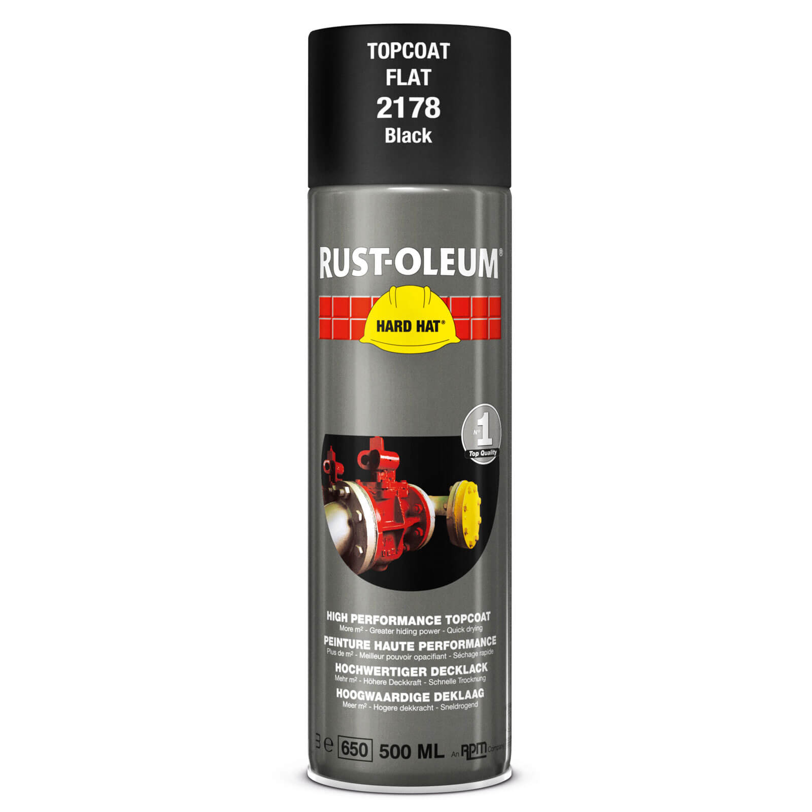 Image of Rust Oleum Hard Hat Metal Spray Paint Black Matt 500ml