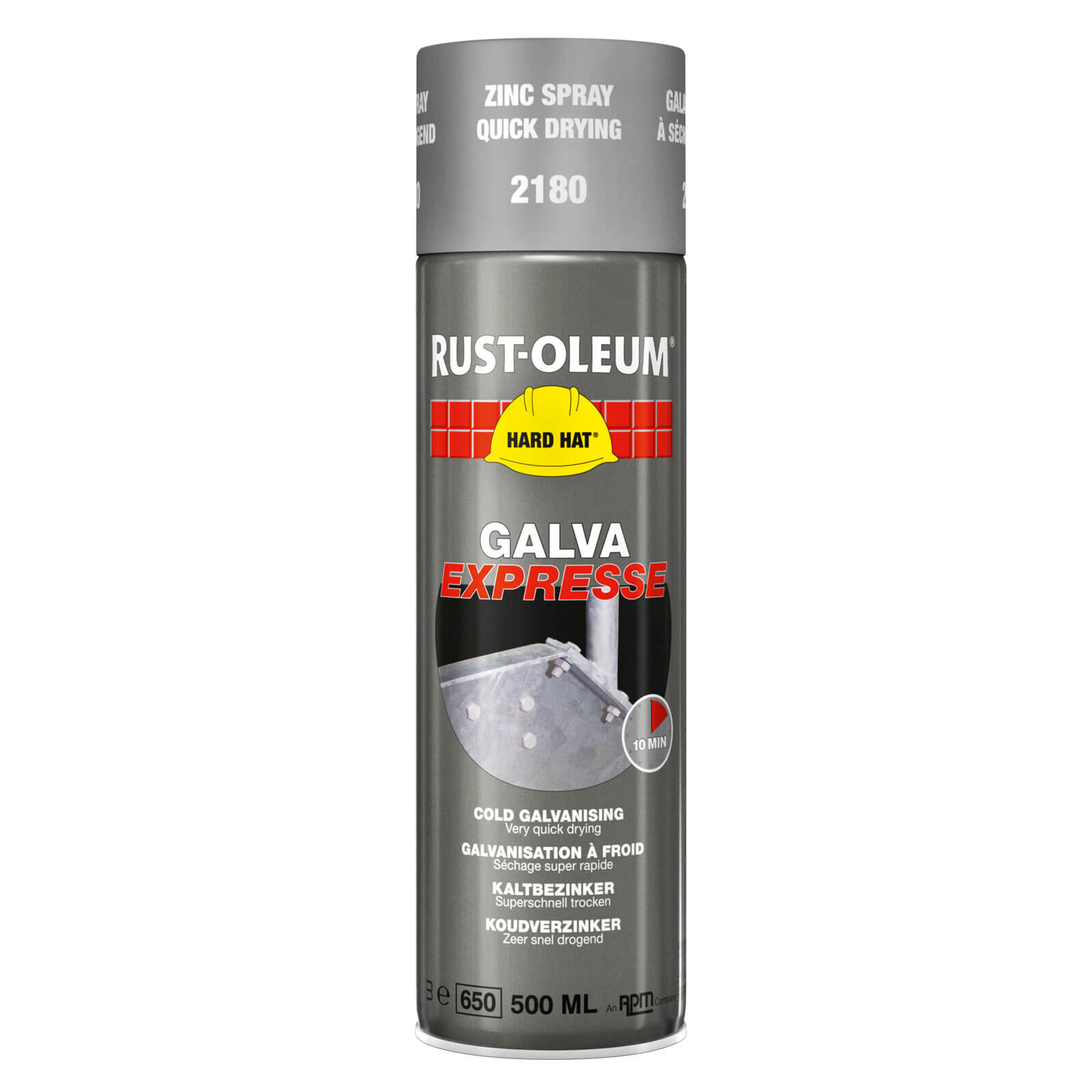 Image of Rust Oleum Hard Hat Galva Express Primer Metal Spray Paint Galvanizing Zinc 500ml