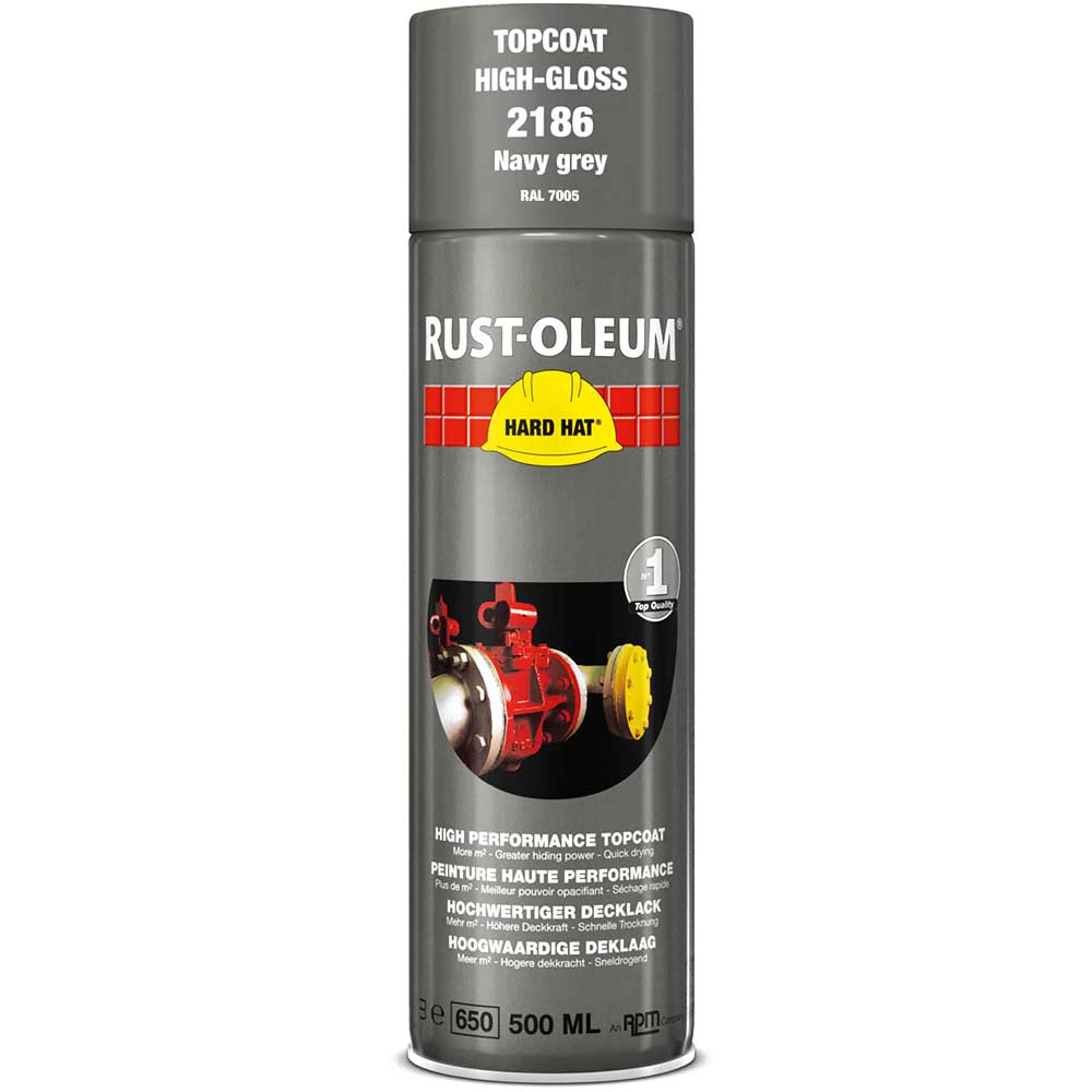 Image of Rust Oleum Hard Hat Metal Spray Paint Navy Grey 500ml