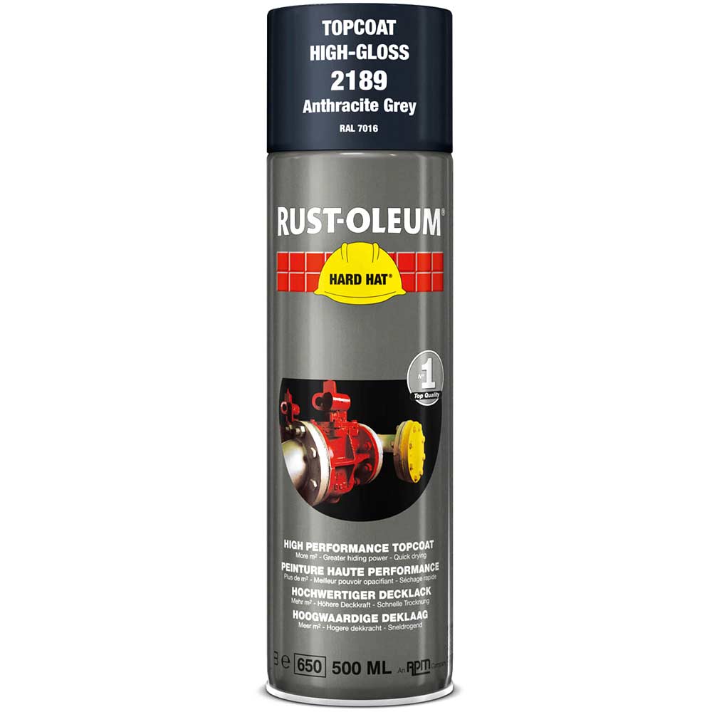 Image of Rust Oleum Hard Hat Metal Spray Paint Anthracite 500ml