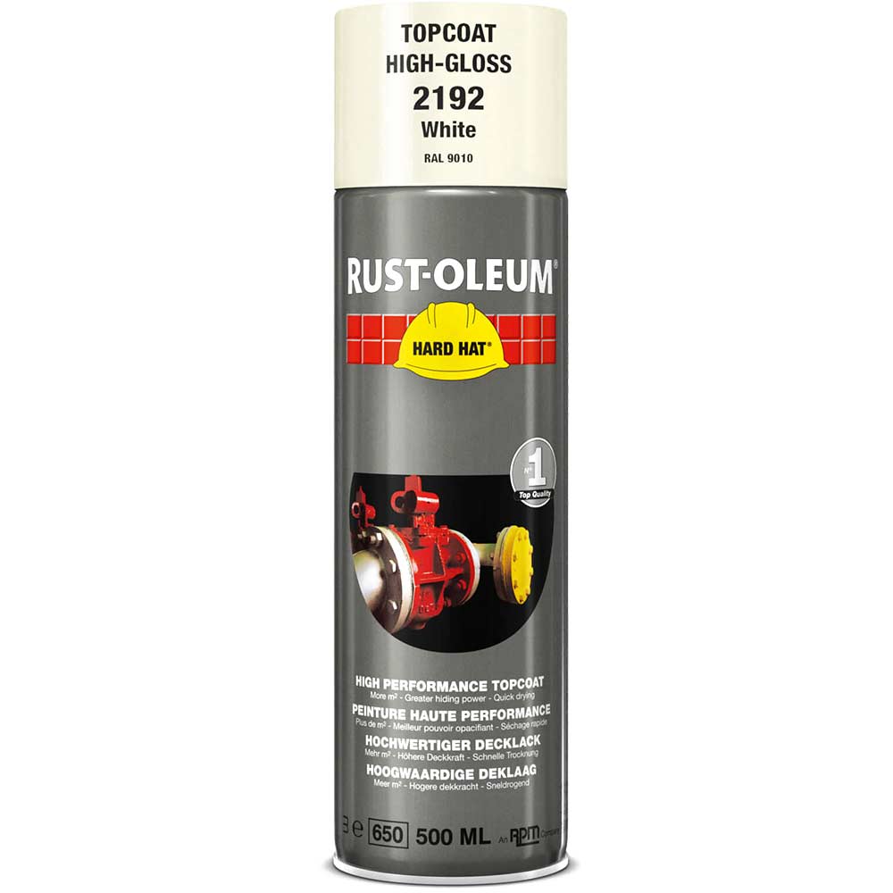 Image of Rust Oleum Hard Hat Metal Spray Paint White 500ml