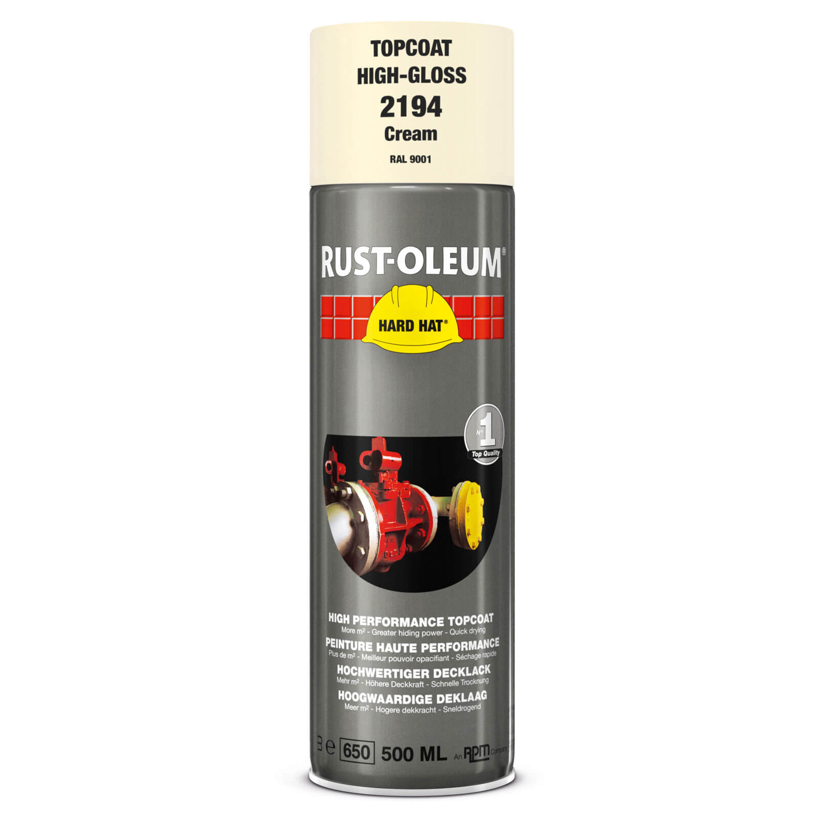 Image of Rust Oleum Hard Hat Metal Spray Paint Cream 500ml