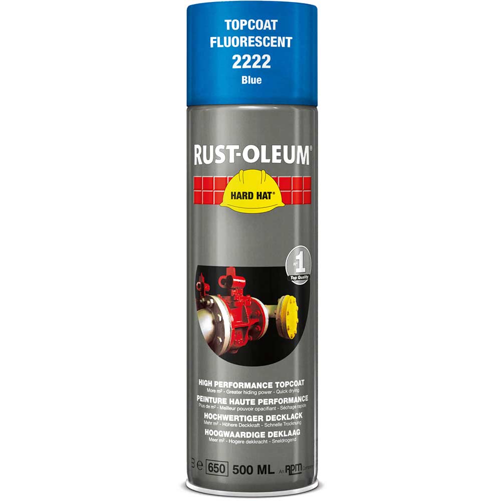 Image of Rust Oleum Hard Hat Fluorescent Spray Paint Blue 500ml