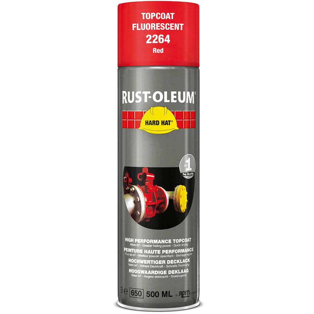 Image of Rust Oleum Hard Hat Fluorescent Spray Paint Red 500ml