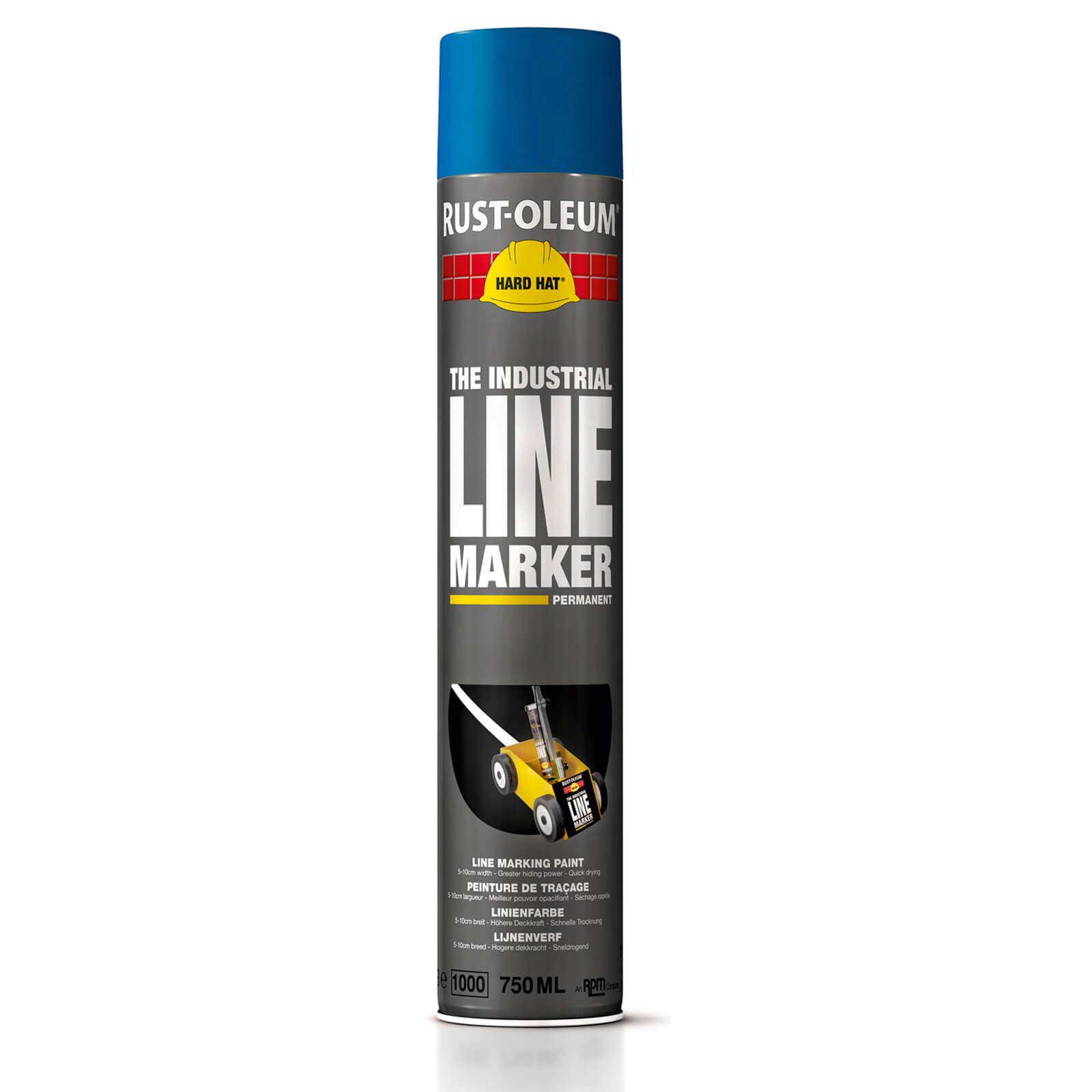 Image of Rust Oleum Hard Hat Line Marking Spray Paint Blue 750ml