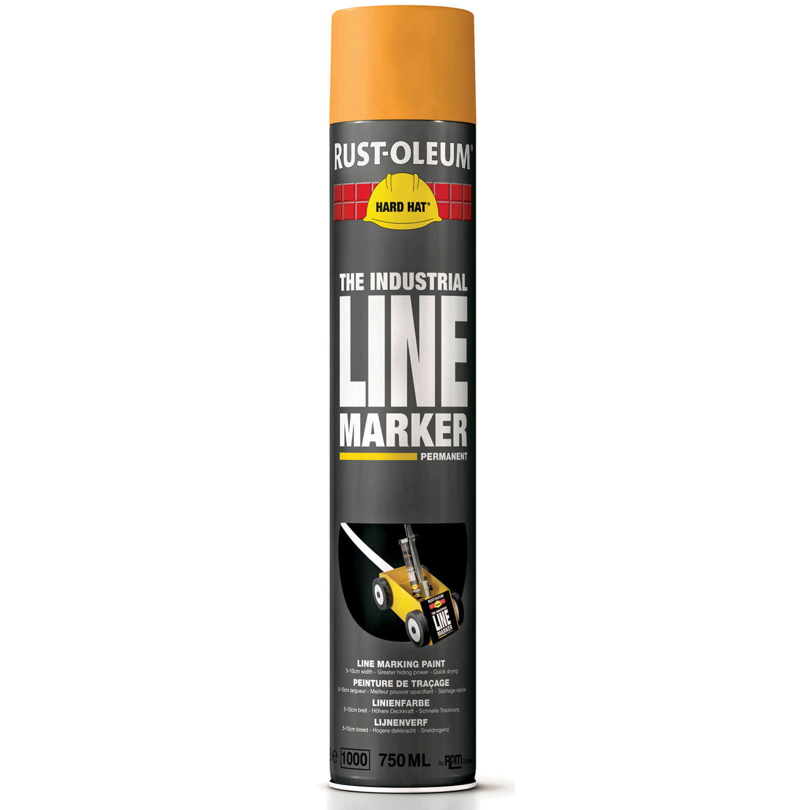 Image of Rust Oleum Hard Hat Line Marking Spray Paint Yellow 750ml