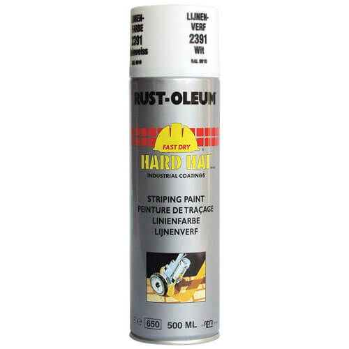 Image of Rust Oleum Hard Hat Line Marking Spray Paint White 500ml