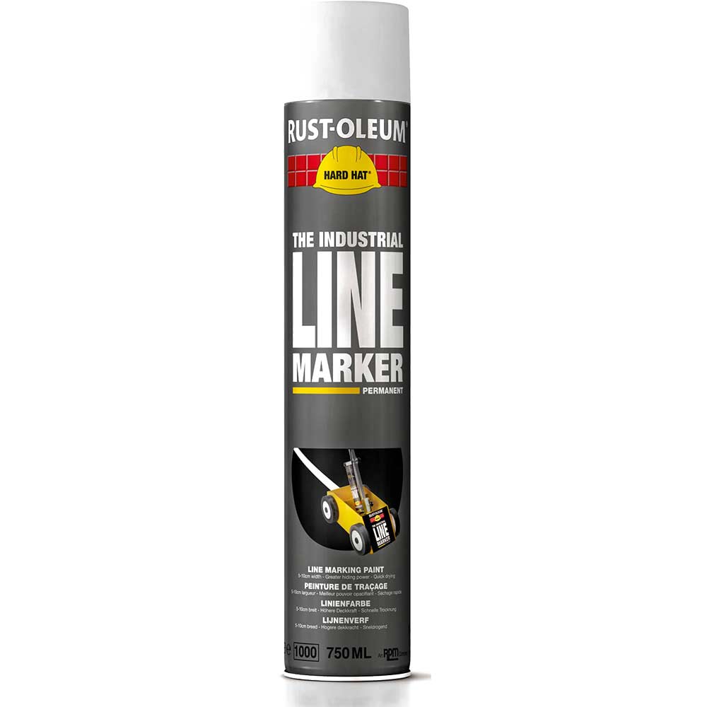 Image of Rust Oleum Hard Hat Line Marking Spray Paint White 750ml