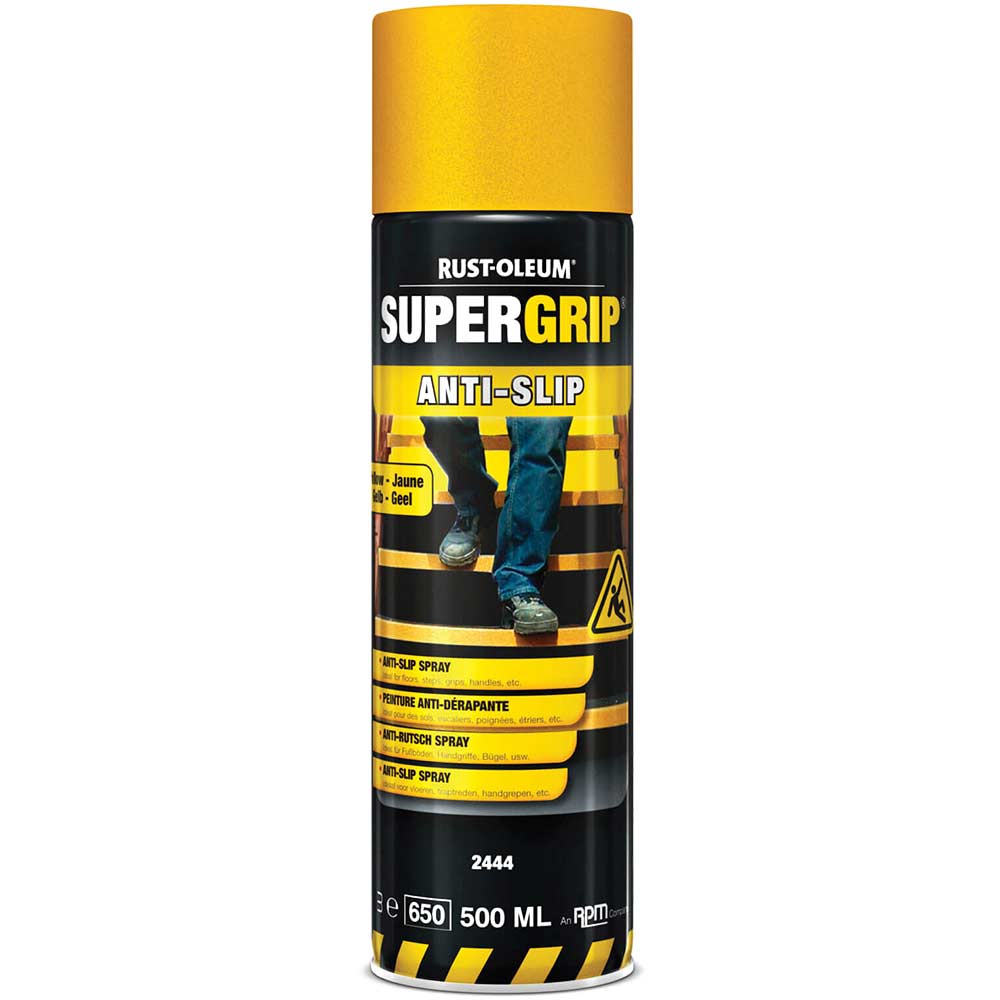 Image of Rust Oleum Hard Hat Anti Slip Aerosol Floor Spray Paint Yellow 500ml