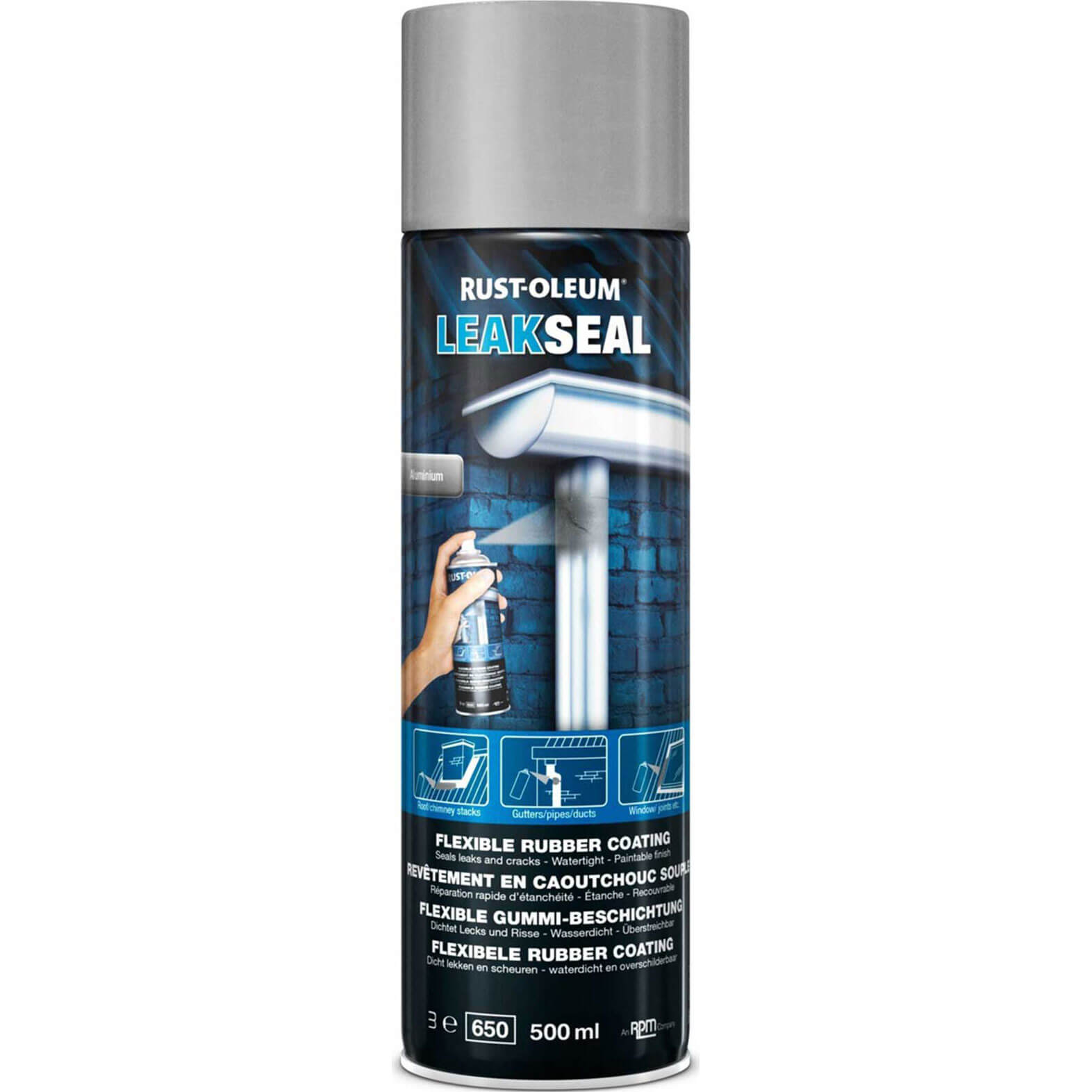 Image of Rust Oleum Leak Seal Spray Paint Aluminium 500ml