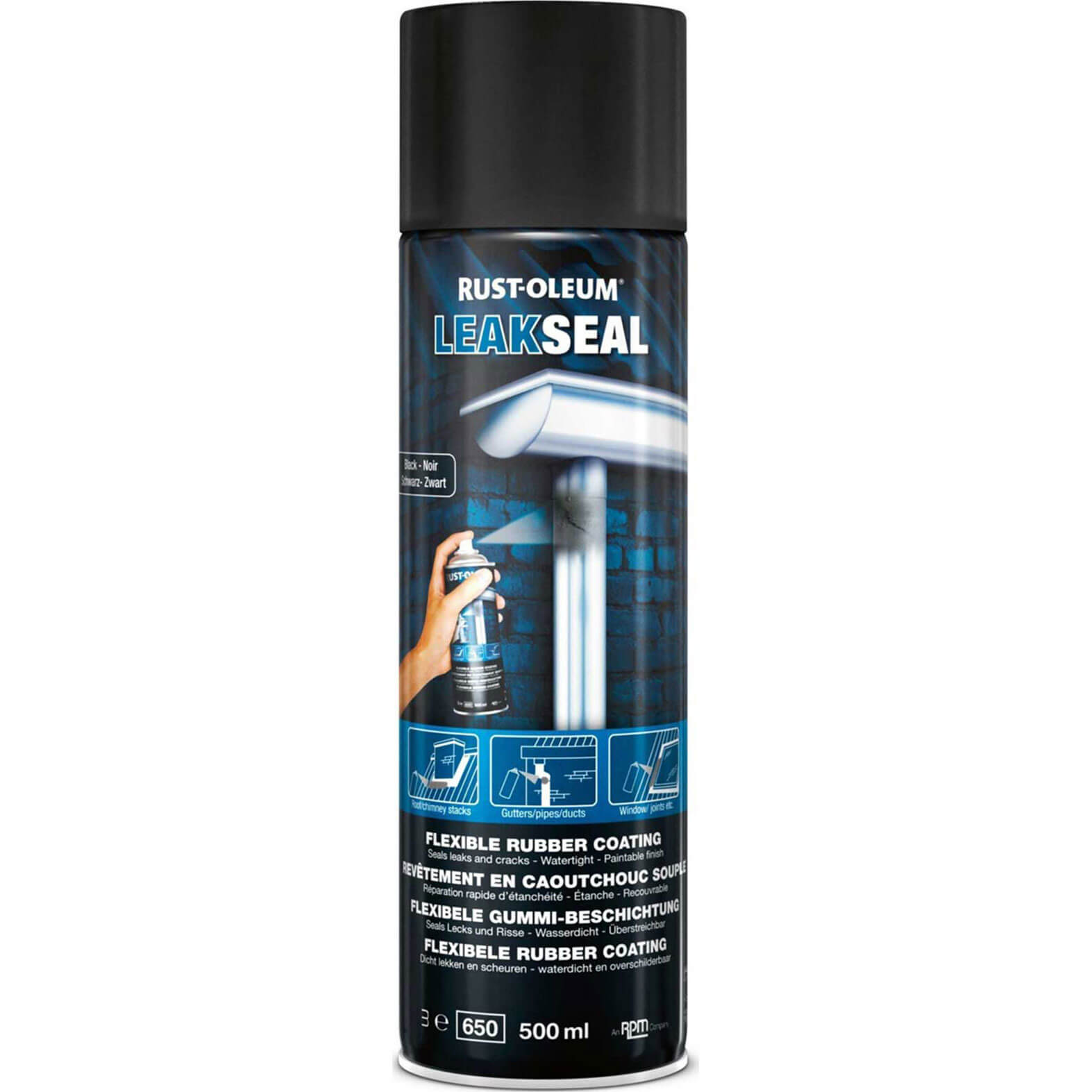 Image of Rust Oleum Leak Seal Spray Paint Black 500ml