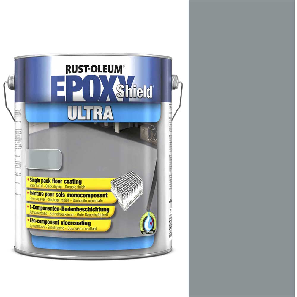 Image of Rust Oleum Epoxy Shield Ultra Floor Coating Paint Steel Grey 5l