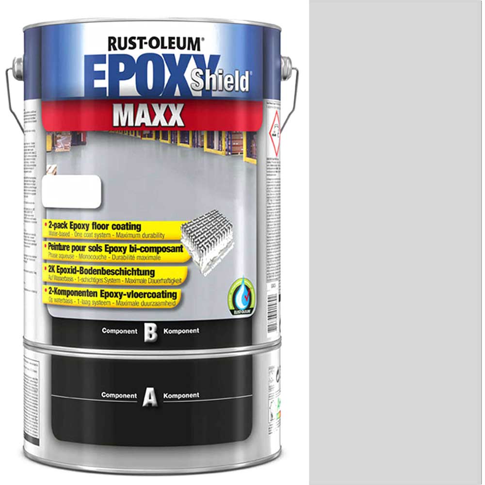 Image of Rust Oleum Epoxy Shield Maxx Floor Coating Paint Light Grey 5l