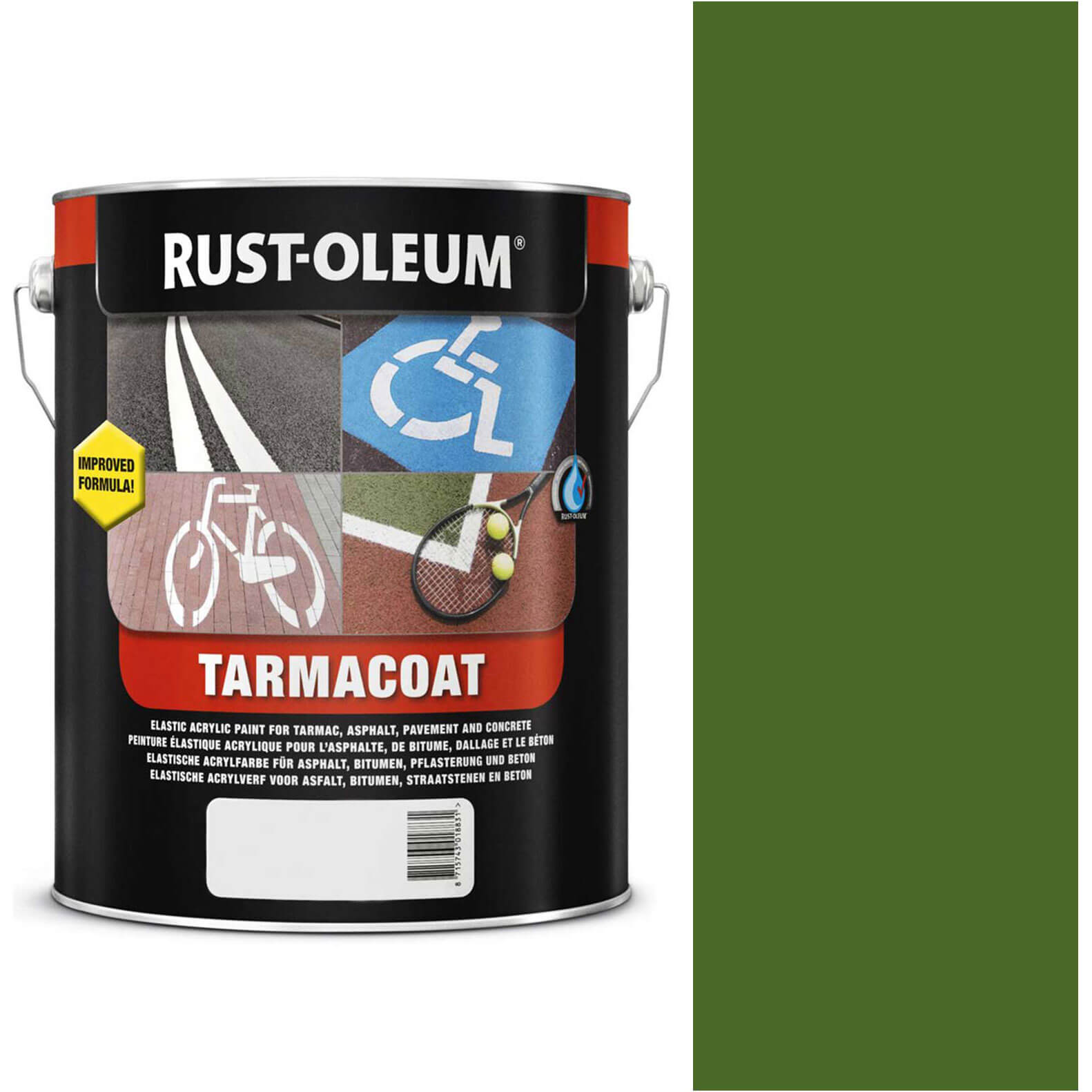 Image of Rust Oleum Tarmacoat Rapid Curing Road Line Paint Medium Green 5l