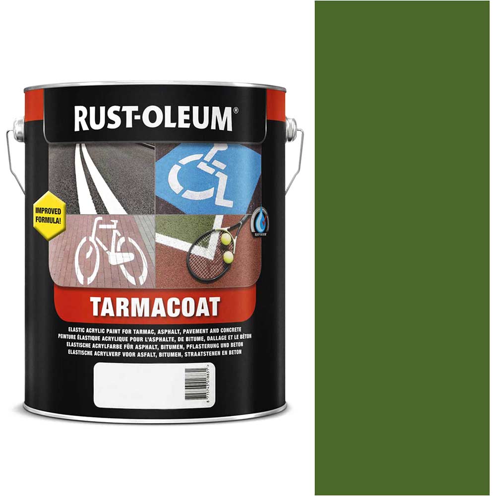 Image of Rust Oleum Tarmacoat Rapid Curing Road Line Paint Medium Green 5l