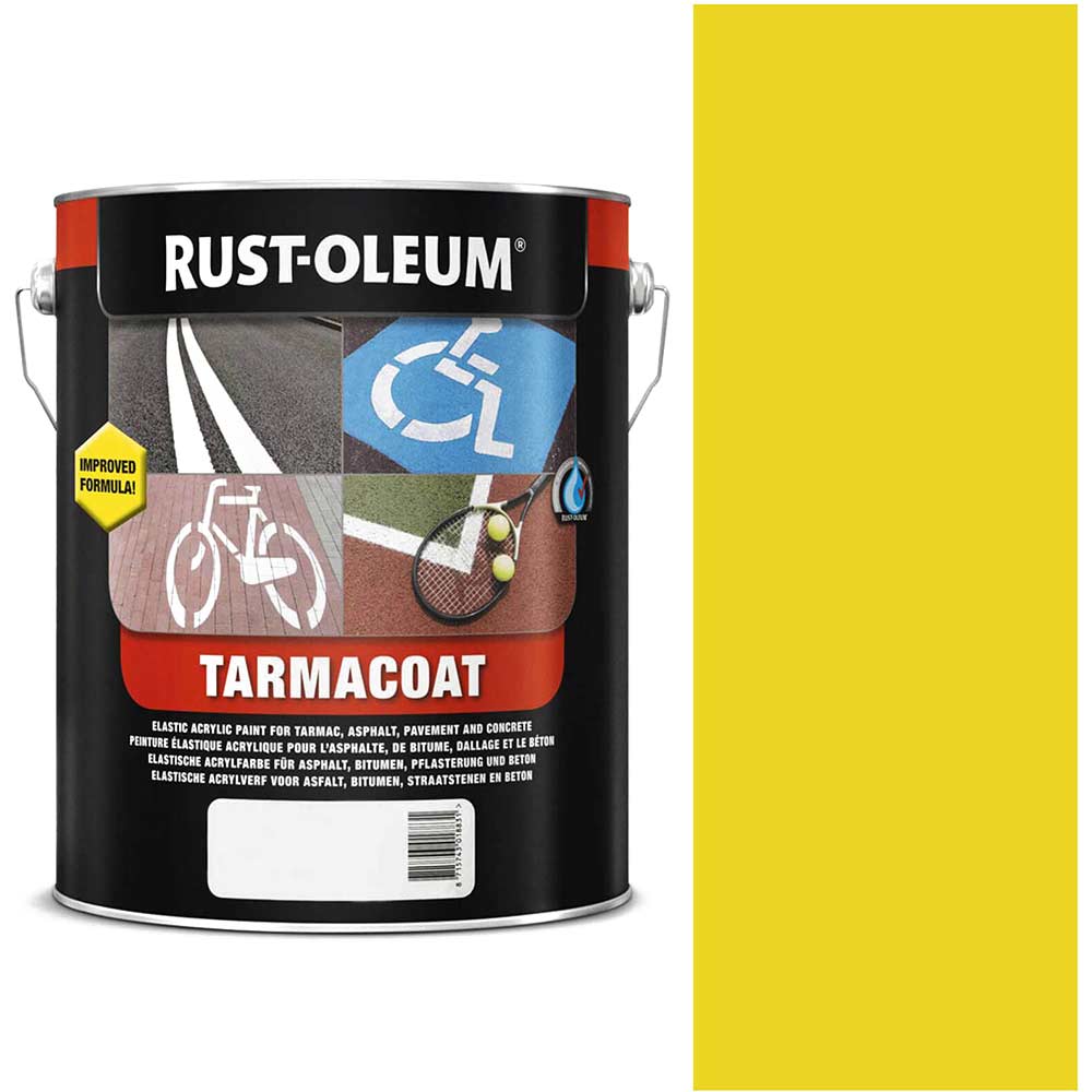 Image of Rust Oleum Tarmacoat Rapid Curing Road Line Paint Traffic Yellow 5l