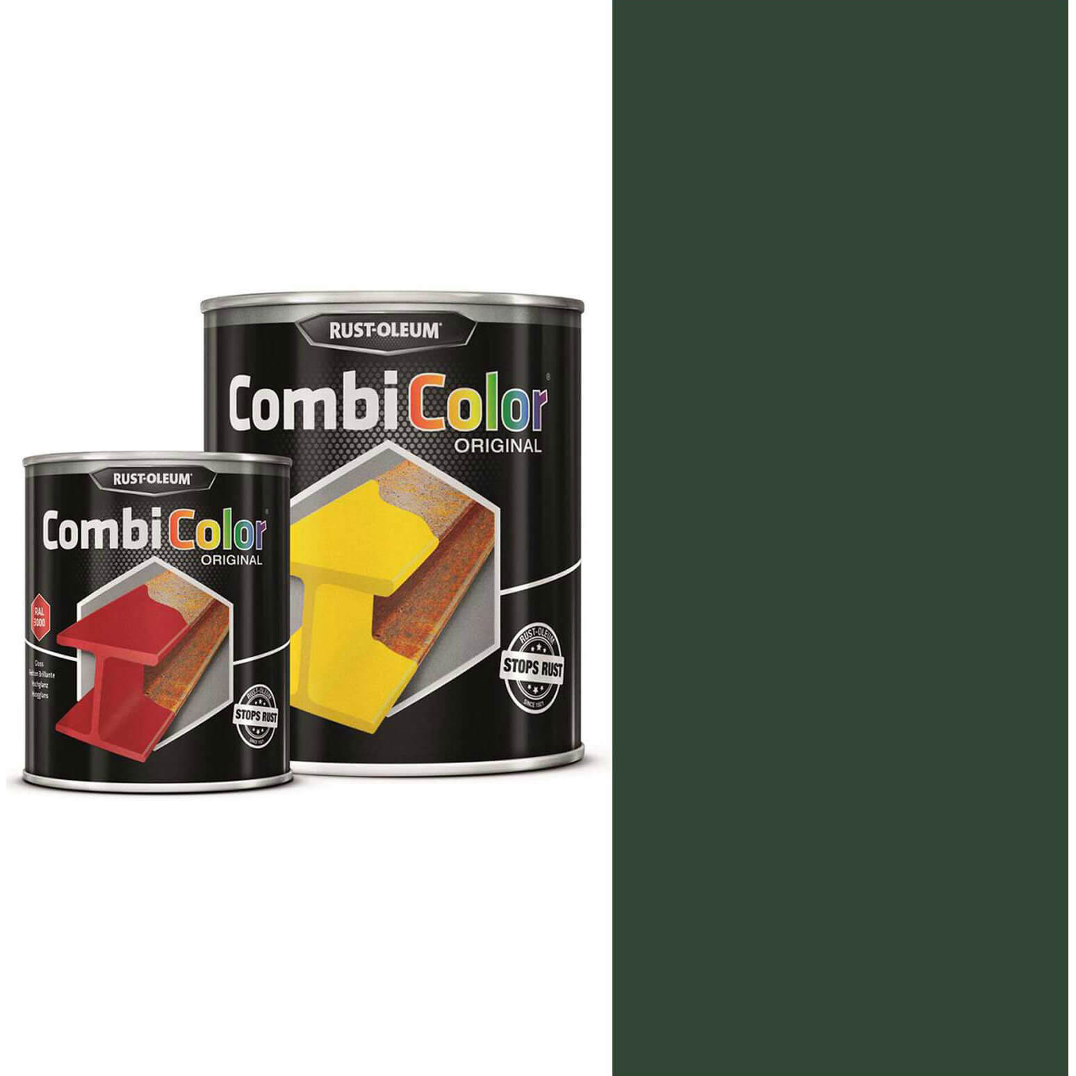Image of Rust Oleum CombiColor Metal Protection Paint Moss Green 750ml
