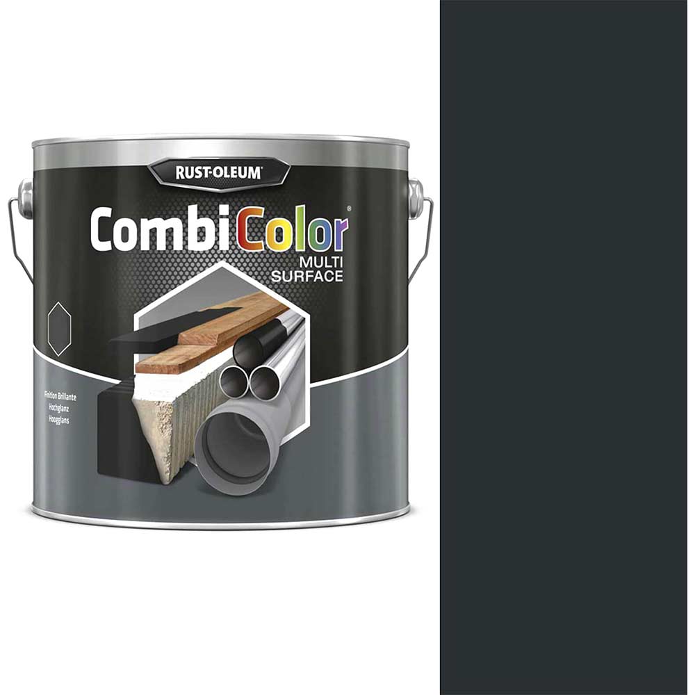 Image of Rust Oleum Satin Multi Surface Paint Black 2.5l