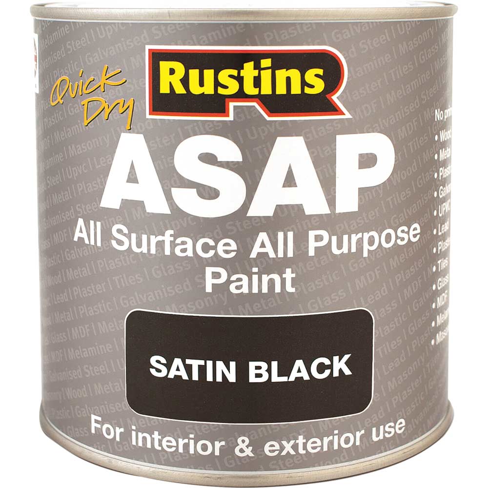 Image of Rustins ASAP All Surface All Purpose Paint Black 500ml