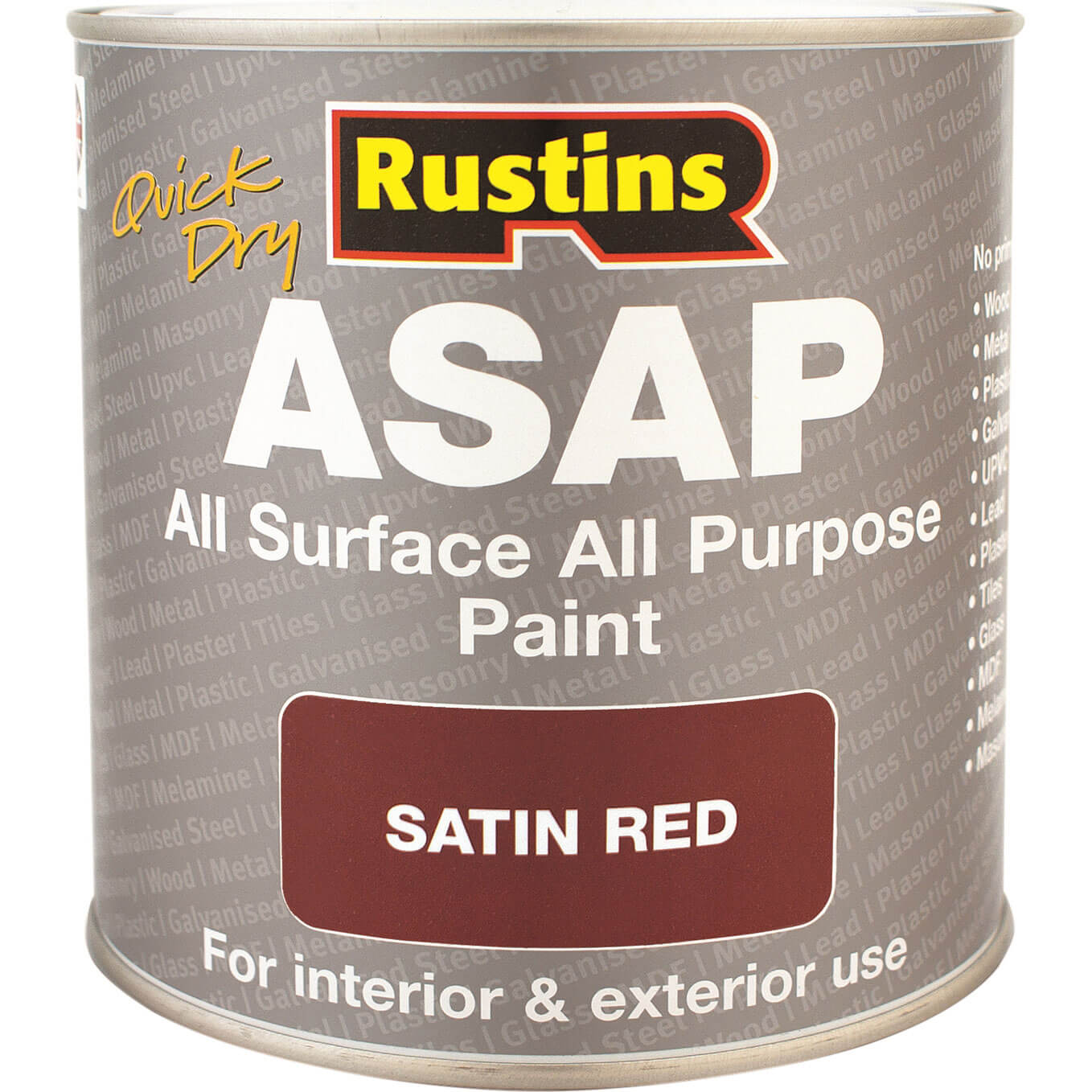 Image of Rustins ASAP All Surface All Purpose Paint Red 500ml