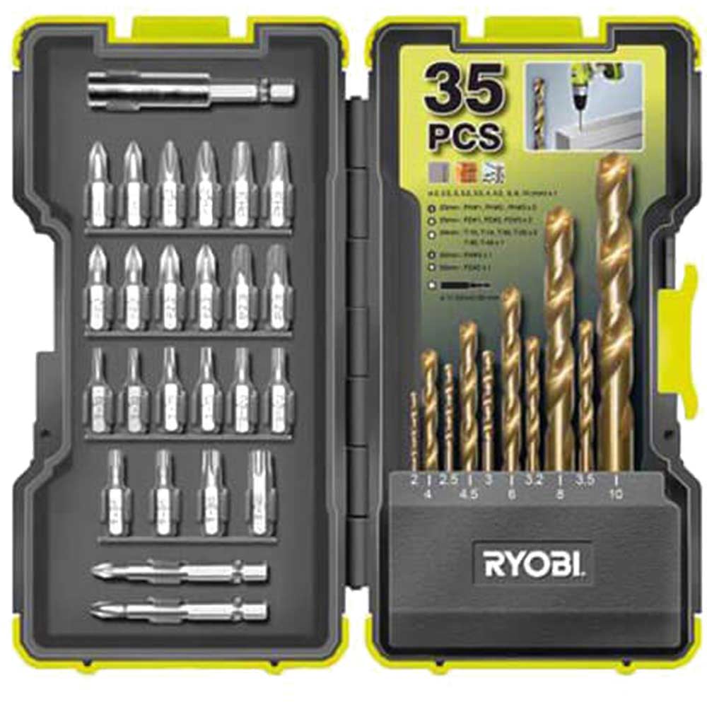 Ryobi 35 Piece Drill and Screwdriver Bit Set | Drill Bit Sets