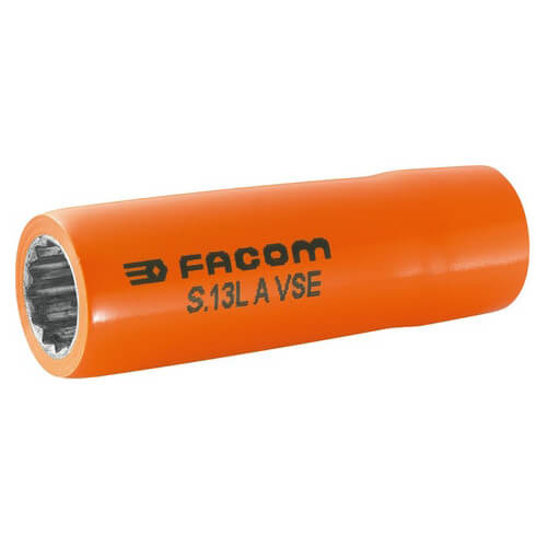 Image of Facom 1/2" Drive 1000v Insulated Bi Hexagon Deep Metric Socket 1/2" 12mm