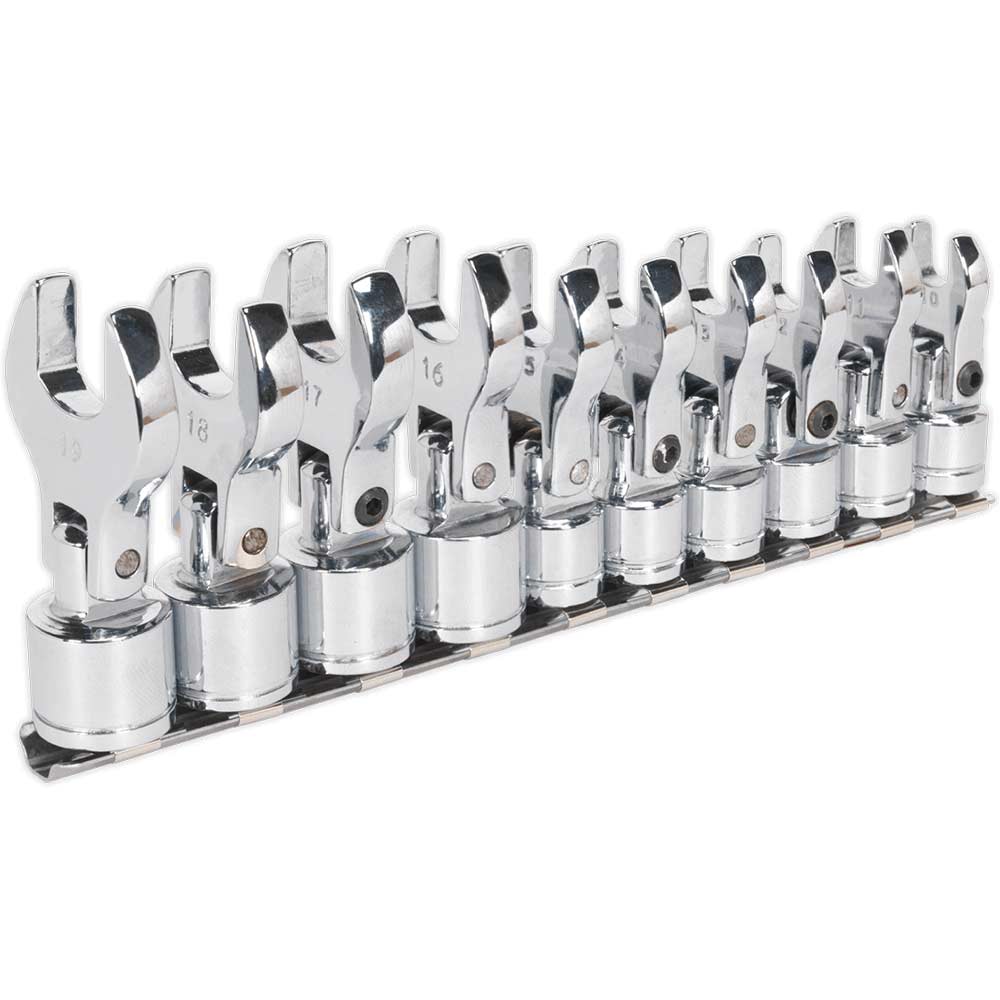 Siegen 10 Piece 3/8" Drive Flexible Crow Foot Spanner Set Metric 3/8