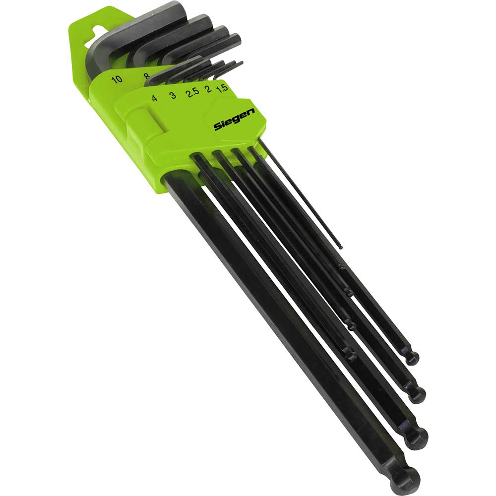 Click to view product details and reviews for Siegen 9 Piece Extra Long Metric Ball End Hex Key Set.