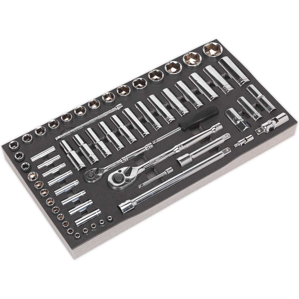 Siegen 62 Piece 1/4" and 1/2" Drive Socket Set Metric Combination