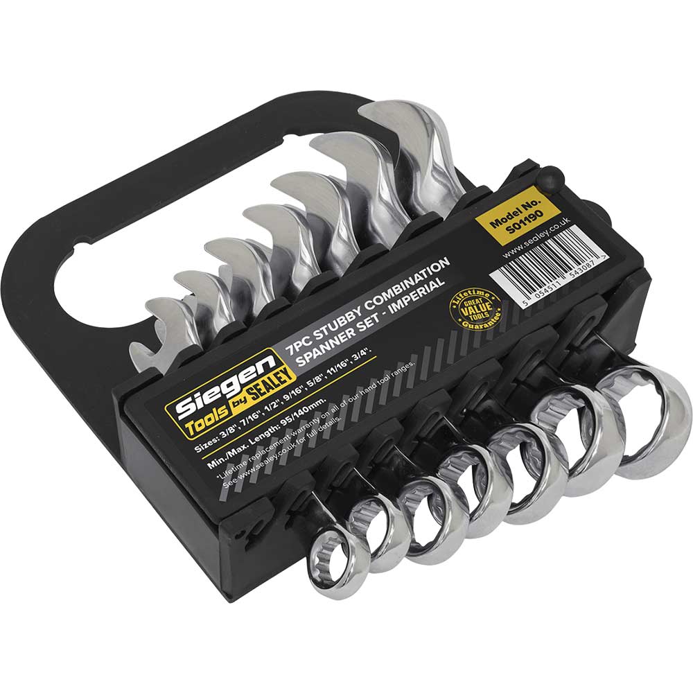 Image of Siegen 7 Piece Stubby Combination Spanner Set Imperial