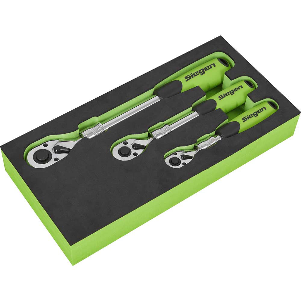 Siegen 3 Piece Combination Drive Extendable Ratchet Set in Module Tray Combination