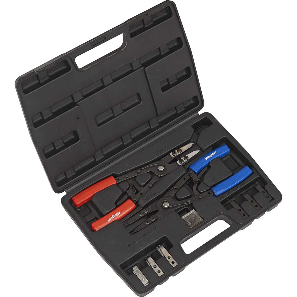 Siegen Internal / External Circlip Plier Set with Interchangeable Tips