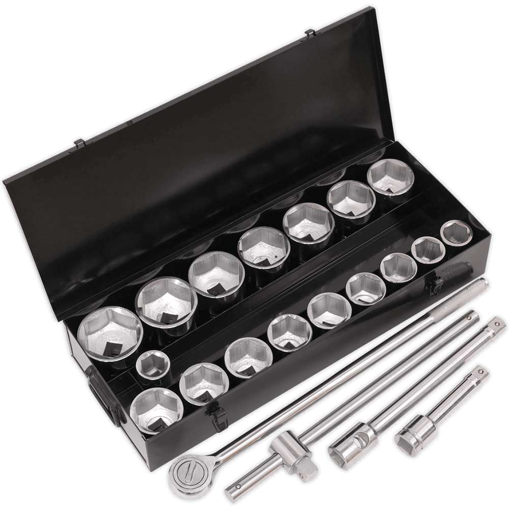 Siegen 21 Piece 1" Drive Hexagon WallDrive Socket Set Metric 1