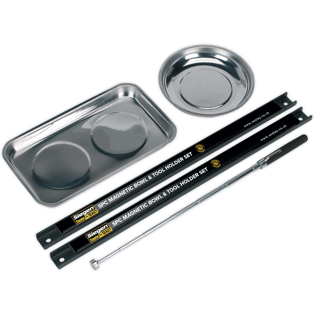 Siegen 5 Piece Magnetic Tray, Rail and Pick Up Tool Set