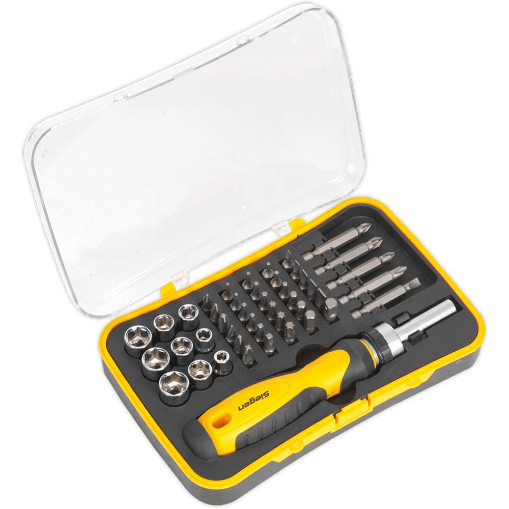 Siegen 45 Piece 1/4" Drive Ratchet Socket and Bit Set 1/4