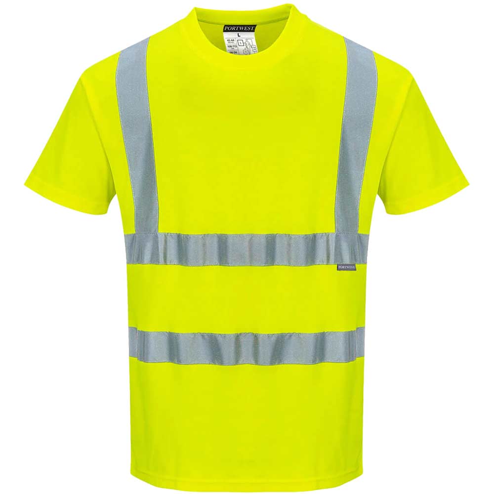 Portwest Hi Vis Cotton Comfort Short Sleeve T Shirt Yellow S