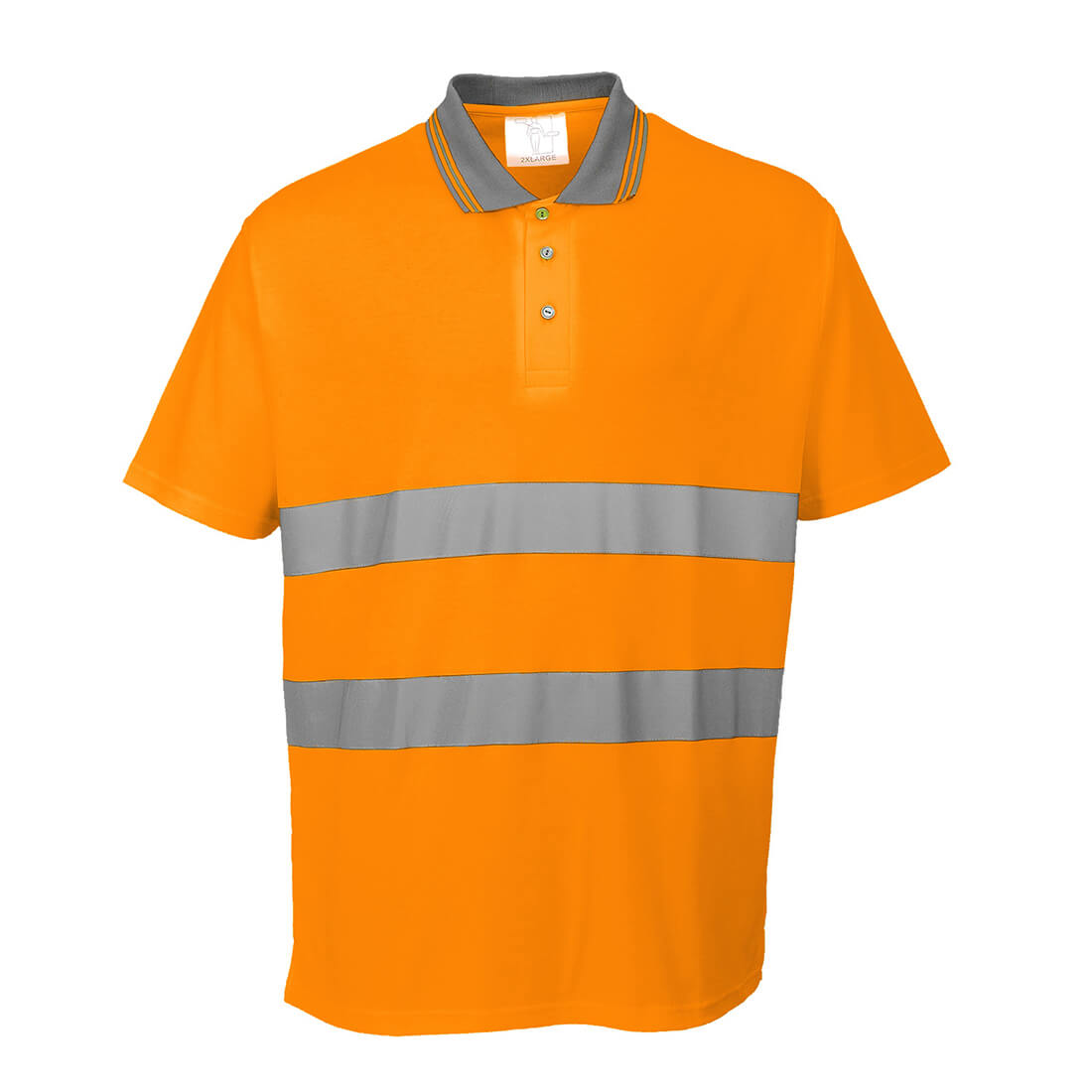 Image of Portwest Mens Hi Vis Cotton Comfort Polo Short Sleeve Shirt Orange 3XL