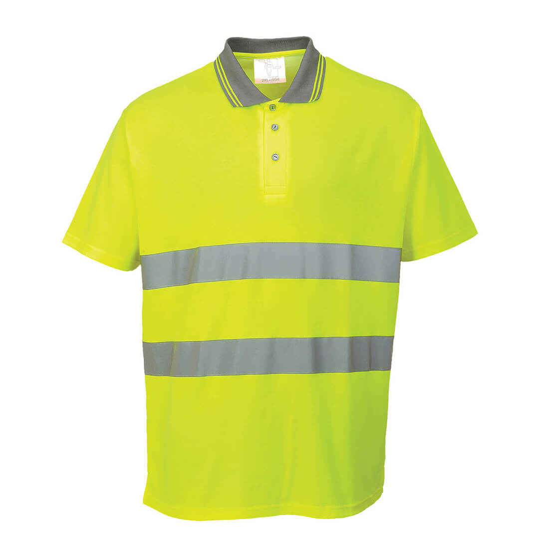 Image of Portwest Mens Class 2 Hi Vis Cotton Comfort Polo Shirt Yellow 4XL