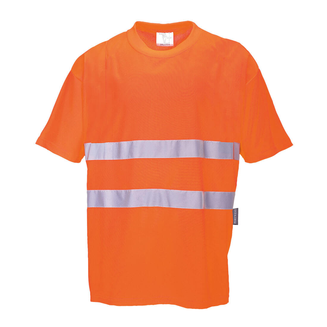 Image of Portwest Hi Vis Cotton Comfort Short Sleeve T Shirt Orange 4XL