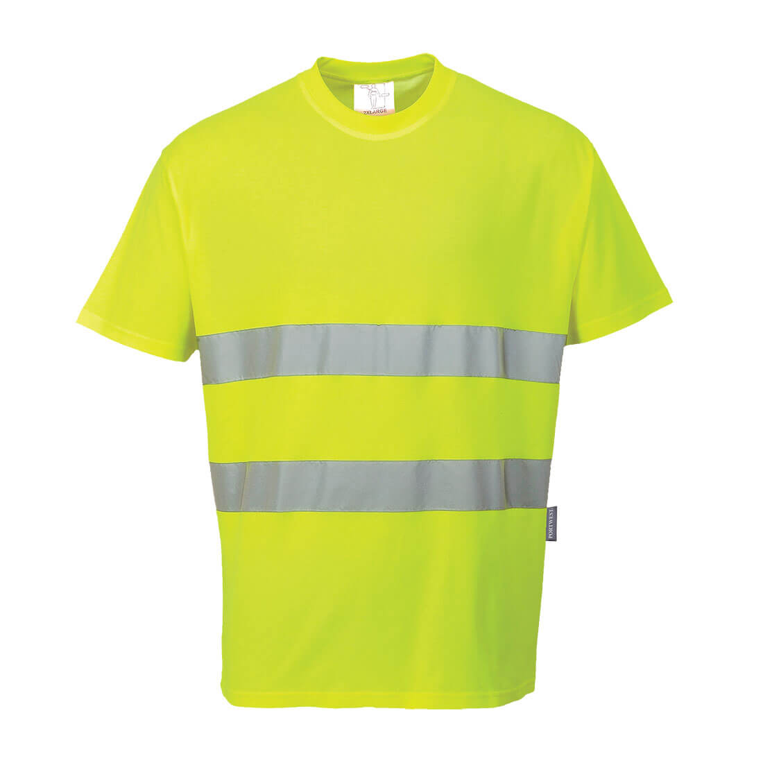 Image of Portwest Hi Vis Cotton Comfort Short Sleeve T Shirt Yellow 2XL
