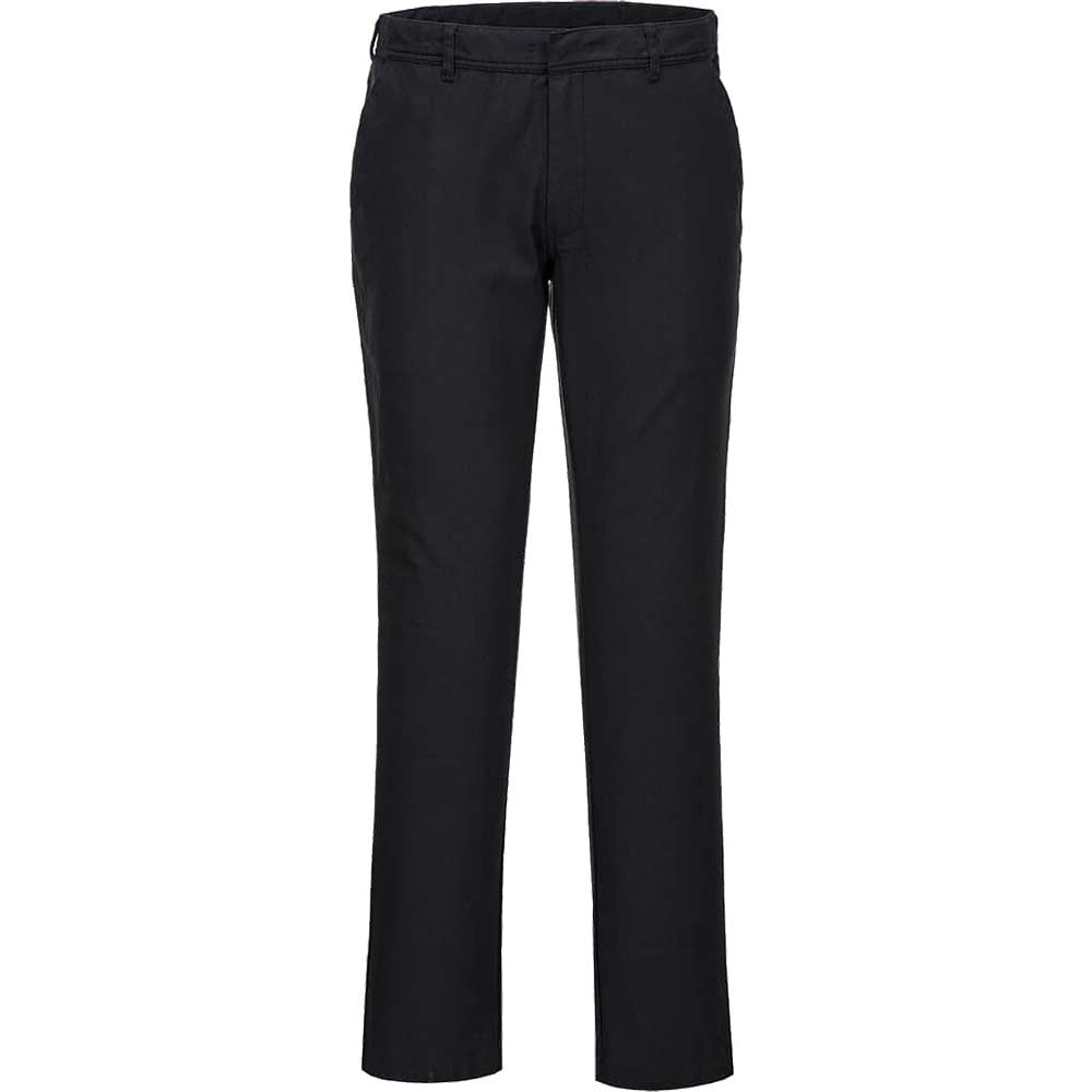 Portwest Mens Stretch Slim Chino Trousers Black 34" 31