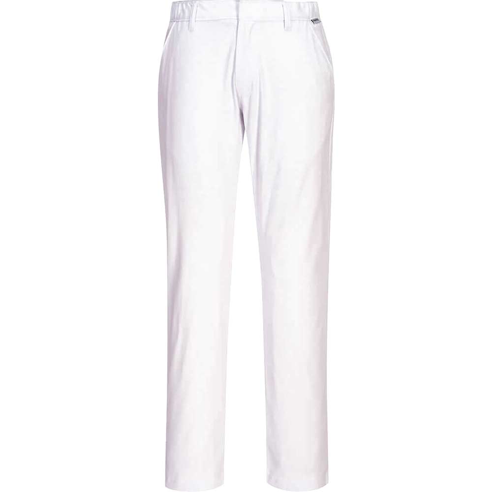 Portwest Mens Stretch Slim Chino Trousers White 38" 31